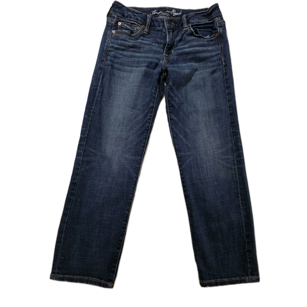 American Eagle Stretch Boy Fit Blue Jeans Women's Size 2 Regular Low-Rise